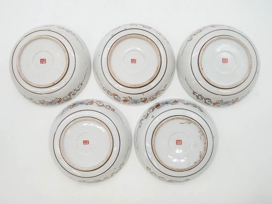 明治期 九谷焼 色絵 花鳥図 約16cm 5.1寸 細かな彩色が美しい中