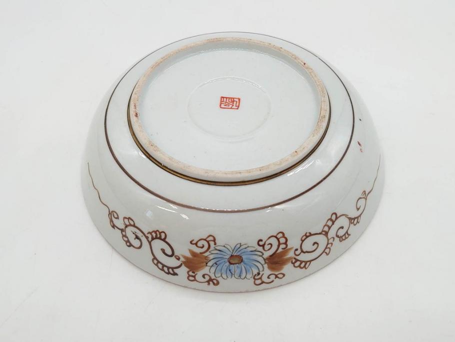 明治期 九谷焼 色絵 花鳥図 約16cm 5.1寸 細かな彩色が美しい中 明治期 九谷焼 色絵 花鳥図 約16cm 5.1寸 細かな彩色が美しい中