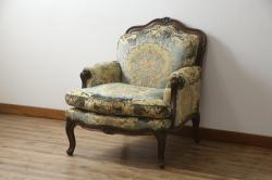 中古　カリモク家具(karimoku)　domani(ドマーニ)　Louis(ルイ)XVシリーズ　ルイ15世　優雅なひとときを演出してくれる1人掛けソファ(定価約50万円)(アームソファ、一人掛け、1P)(R-054027)