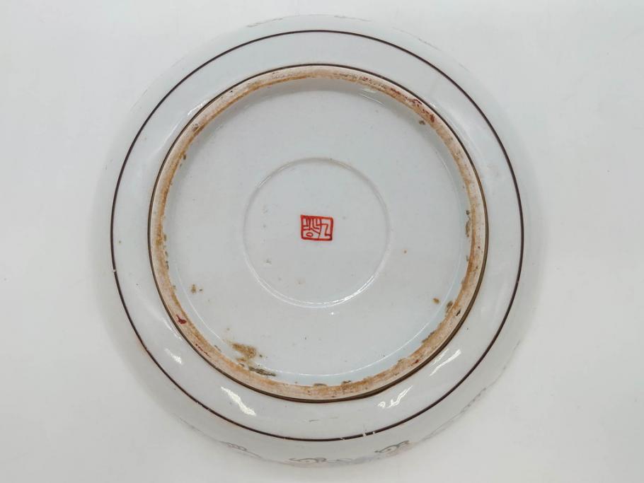 明治期 九谷焼 色絵 花鳥図 約16cm 5.1寸 細かな彩色が美しい中 明治期 九谷焼 色絵 花鳥図 約16cm 5.1寸 細かな彩色が美しい中