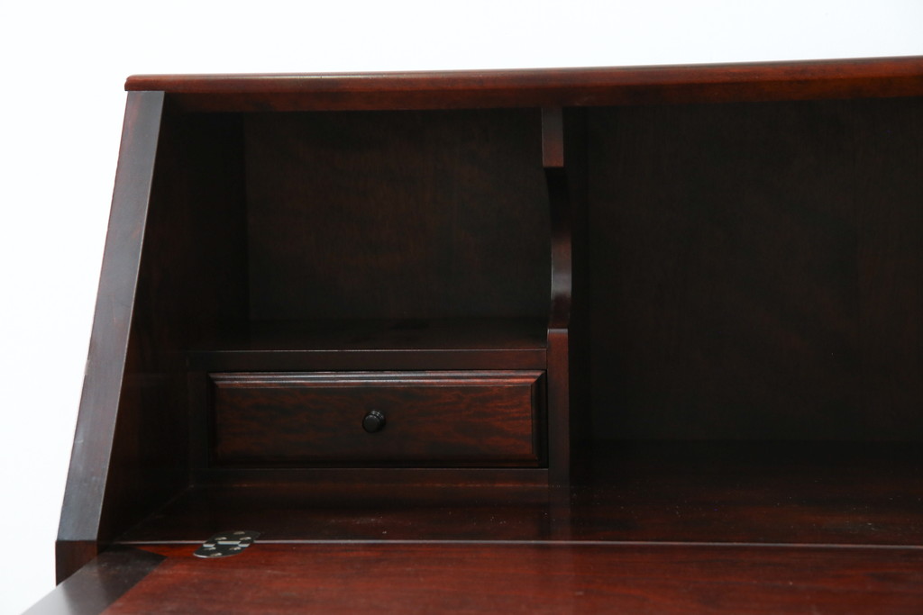 中古　美品　九州民芸家具　深みのある色合いが美しいライティングビューロー(ワークデスク、簿記机、チェスト、在宅用、在宅ワーク用)(R-073647)