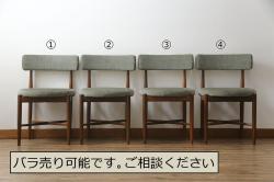 【加工実例】ビンテージチェア2脚の座面劣化の為、カタログよりお選びいただいた生地にて張り替えました。(ダイニングチェア、椅子)