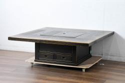 中古　希少な廃番品!!　葉山ガーデン取り扱い　国産　職人手作り品　タモ材　アンティーク調の囲炉裏テーブル(座卓、ローテーブル、センターテーブル、リビングテーブル)(定価約25万円)(R-084297)