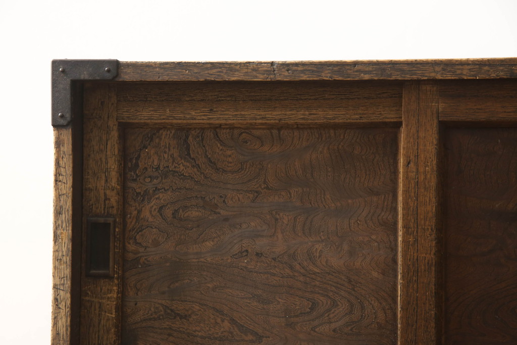 和製アンティーク　桐材と欅(ケヤキ)材　古い木の風合いが魅力のシンプルな二本松小箪笥(二本松箪笥、時代箪笥、収納箪笥、和タンス、桐たんす、戸棚)(R-070358)