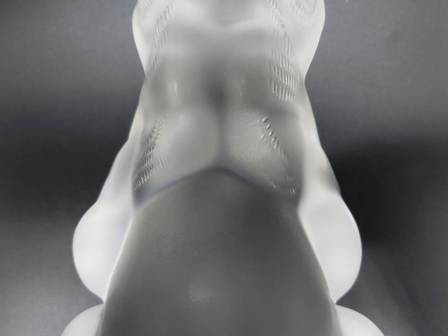 1932年　フランス　LALIQUE(ラリック)　猫　可愛らしいフォルムの猫のオブジェ(ルネ・ラリック、伏せる猫、キャット、ディスプレイ、置物、クリスタルガラス、箱付き)(R-077774)