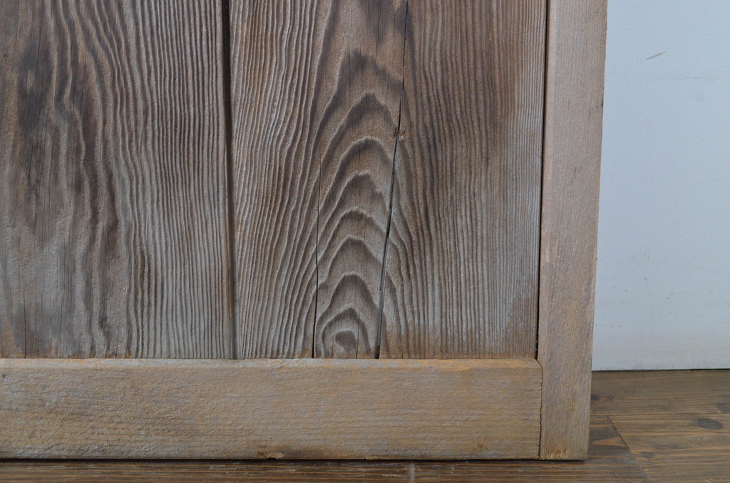 アンティーク建具　趣ある木味が魅力のガラス戸2枚セット(引き戸)(R-063584)