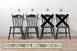 和製ビンテージ　松本民芸家具　#16型スピンドルチェア　ゆったりと座れるダイニングチェア2脚セット(板座チェア、椅子、イス、ヴィンテージ)(定価2脚で約20万円)(R-078592)