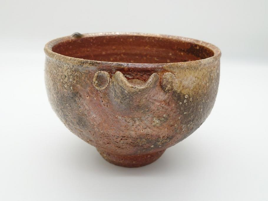 人間国宝　島岡達三　益子焼　窯変　象嵌　5.8寸　約17.4cm　縄文片口(鉢、共箱付き、和食器、和皿、五寸八分、民芸陶器)(R-062482)