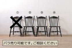 和製ビンテージ　松本民芸家具　#16型スピンドルチェア　ゆったりと座れるダイニングチェア3脚セット(板座チェア、椅子、イス、ヴィンテージ)(定価3脚で約30万円)(R-078595)