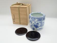 明治期　時代物　蒔絵　梨地　花柄　棗(茶道具、共箱付き、茶入、茶筒)(R-069699)