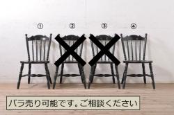 和製ビンテージ　松本民芸家具　#16型スピンドルチェア　ゆったりと座れるダイニングチェア2脚セット(板座チェア、椅子、イス、ヴィンテージ)(定価2脚で約20万円)(R-078597)