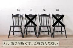 和製ビンテージ　松本民芸家具　#16型スピンドルチェア　ゆったりと座れるダイニングチェア2脚セット(板座チェア、椅子、イス、ヴィンテージ)(定価2脚で約20万円)(R-078598)