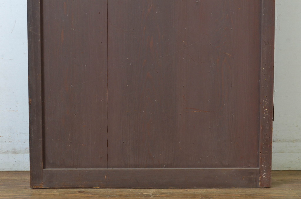 アンティーク建具　細かな横桟が魅力的な舞良戸の扉1枚(ドア、木製扉、玄関ドア)(R-063591)