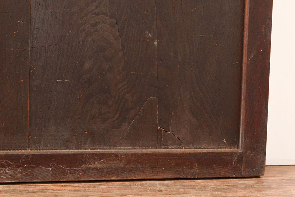 和製アンティーク　木の味わいが楽しめるシンプルなデザインの板戸2枚セット(引き戸、建具)(R-048926)