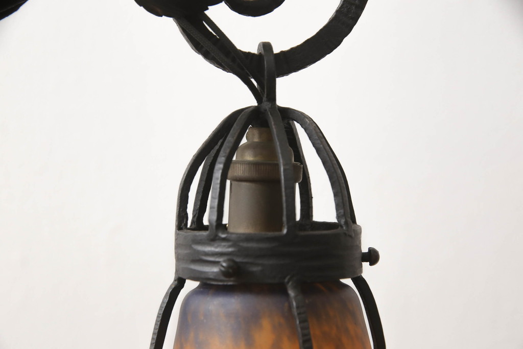 ビンテージ照明　フランスヴィンテージ　マーブルガラス　置くだけでインテリアの主役となるテーブルランプ(卓上照明、間接照明)(R-069206)