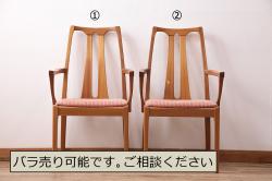 アンティーク家具　和製アンティーク　オリジナル座面のナラ材アームチェア(2)