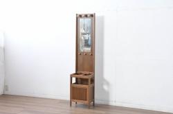 中古　カリモク家具(karimoku)　レトロな佇まいが魅力的なミラー付き傘立て(ホールスタンド、アンブレラスタンド、帽子掛け、ハンガーラック、店舗什器)(R-084520)