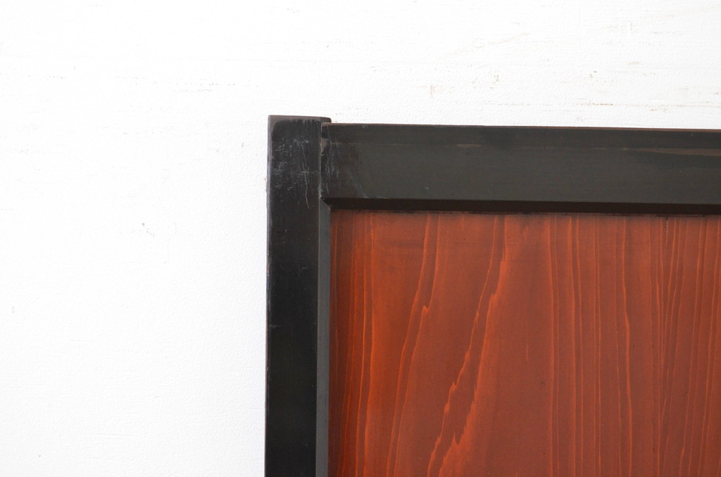 アンティーク建具　和モダンな空間作りにおすすめな漆塗りのガラス帯戸1枚(引き戸、ガラス戸)(R-068443)
