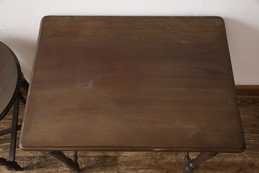 激レア　イギリスビンテージ　クラシカルな佇まいのバタフライテーブル付きネストテーブル(サイドテーブル、ローテーブル、コンソールテーブル、ヴィンテージ)(R-053668)