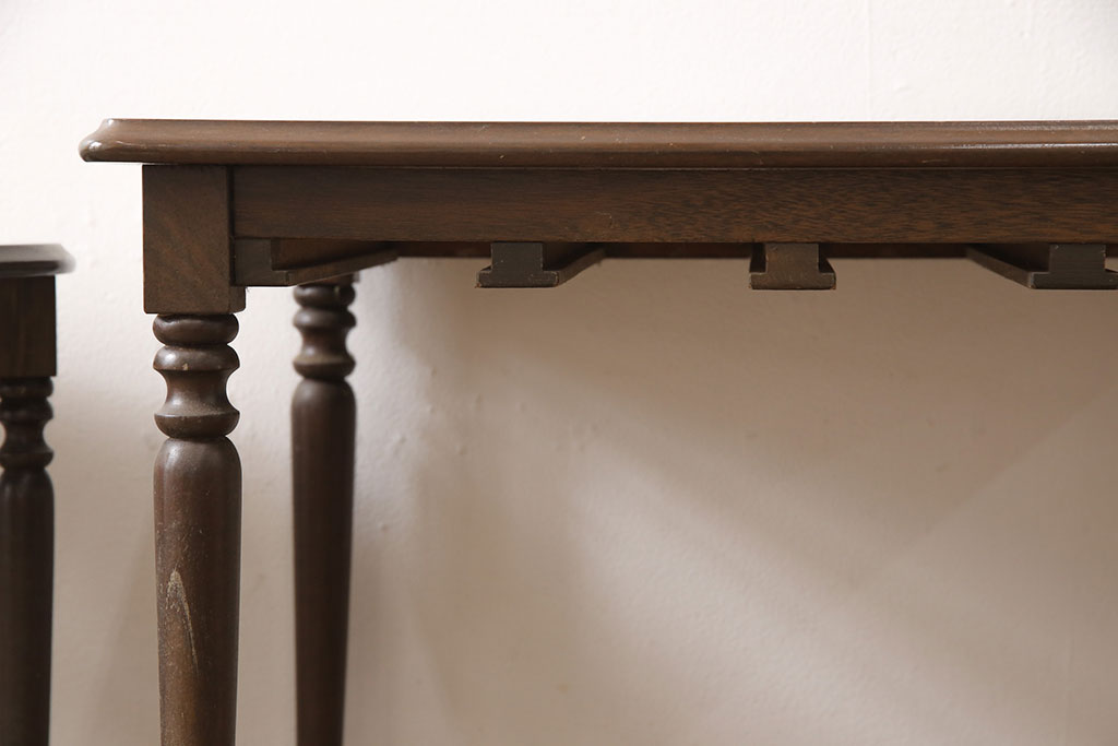 激レア　イギリスビンテージ　クラシカルな佇まいのバタフライテーブル付きネストテーブル(サイドテーブル、ローテーブル、コンソールテーブル、ヴィンテージ)(R-053668)
