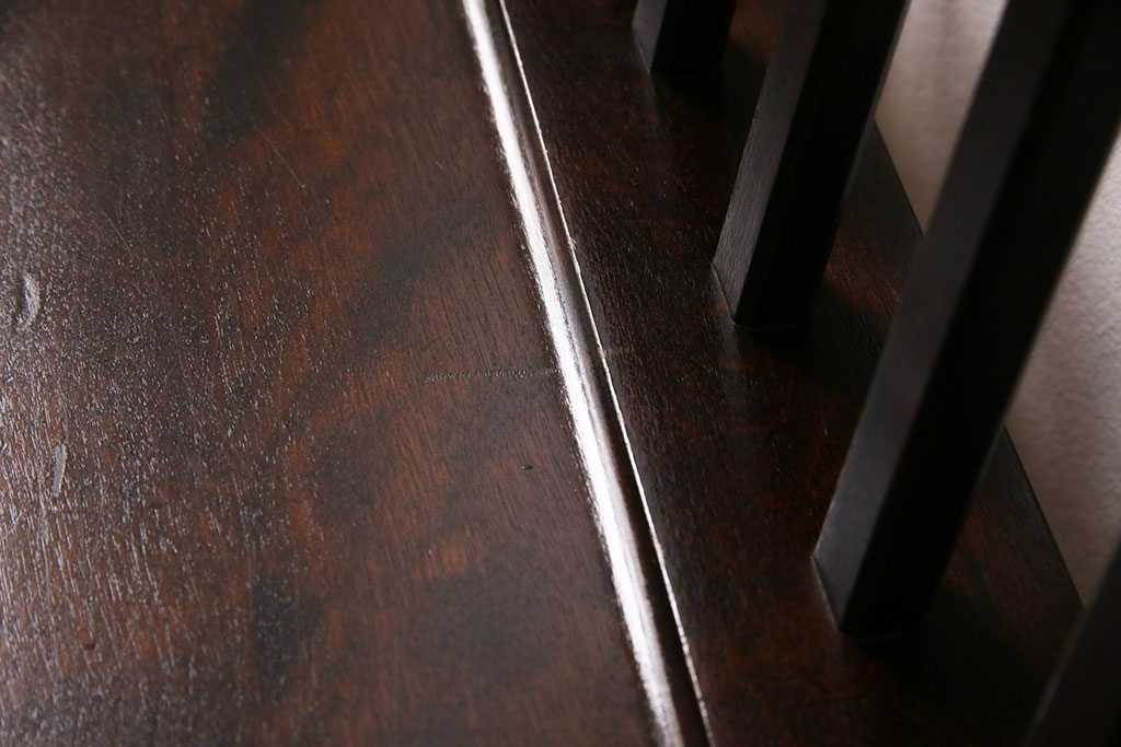 中古　北海道民芸家具　#667　和モダンスタイルに合う濃い木色のベンチ(板座チェア、長椅子)(定価約13万円)(R-049338)