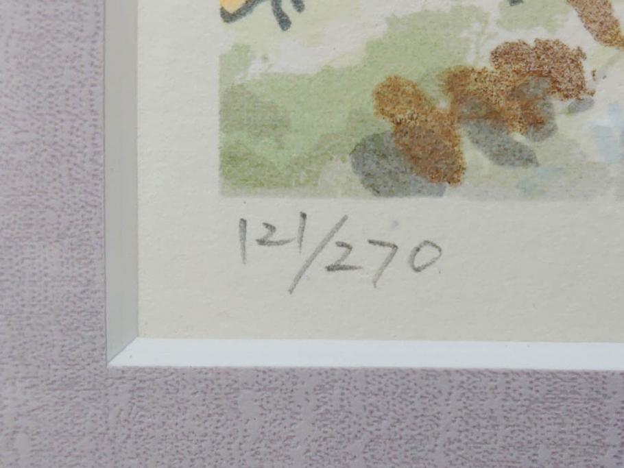 真作　1999年　橋本広喜　絵夢工房　サイン入り　「春イメージ」121/270　「夏イメージ」25/270　墨彩画　豊かな自然を感じられるリトグラフ2点セット(版画、風景画、花、山、水辺、田園、壁掛け、額装、外箱付き)(R-077921)