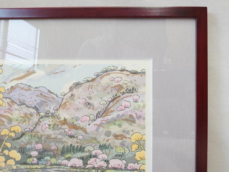 真作　1999年　橋本広喜　絵夢工房　サイン入り　「春イメージ」121/270　「夏イメージ」25/270　墨彩画　豊かな自然を感じられるリトグラフ2点セット(版画、風景画、花、山、水辺、田園、壁掛け、額装、外箱付き)(R-077921)