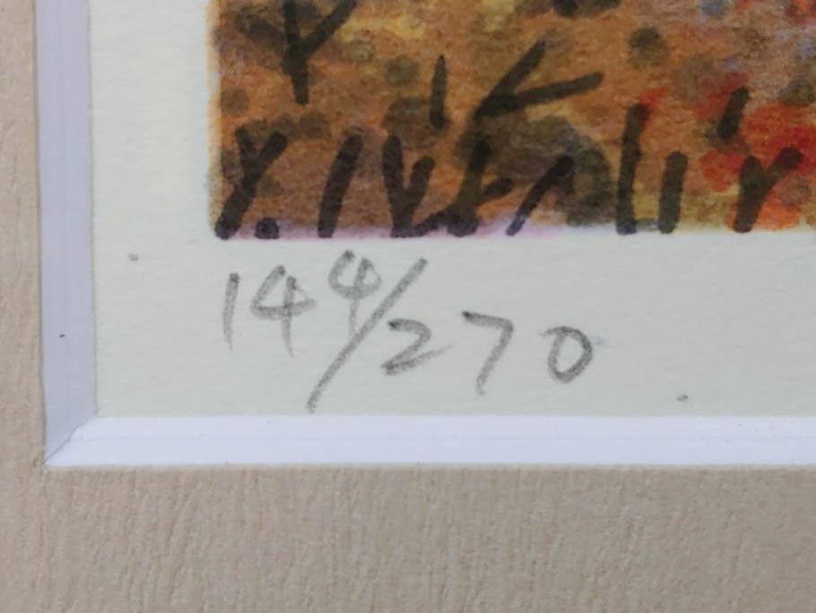 真作　1999年　橋本広喜　絵夢工房　サイン入り　「秋イメージ」144/270　「冬イメージ」177/270　墨彩画　豊かな自然を感じられるリトグラフ2点セット(版画、風景画、雪、紅葉、山、田舎、壁掛け、額装、外箱付き)(R-077922)