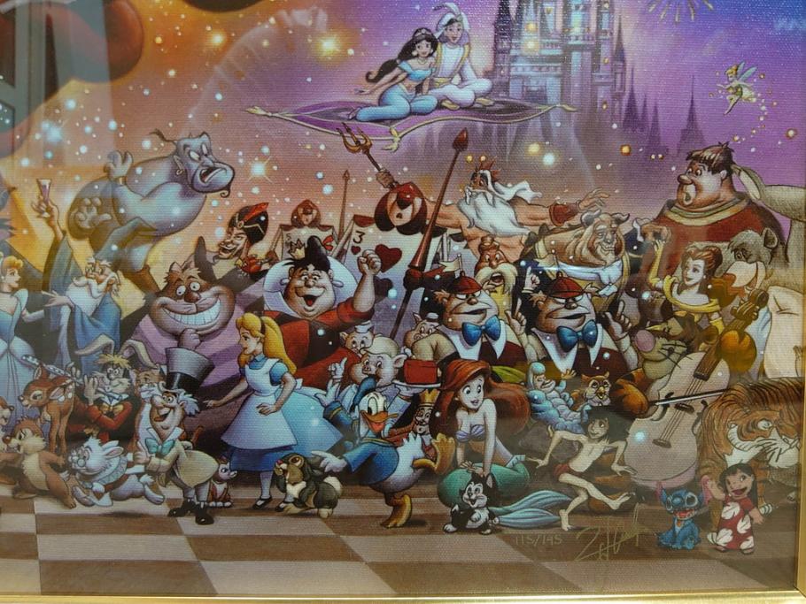 真作　三田恒夫　TSUNEO SANDA　ディズニー　「Mickey’s　Party」　限定115/195　WDINT20　ミッキーと仲間たちの賑やかな雰囲気が伝わってくる版画(ジクレー、ジークレー、印刷、額付き、外箱付き)(R-077924)