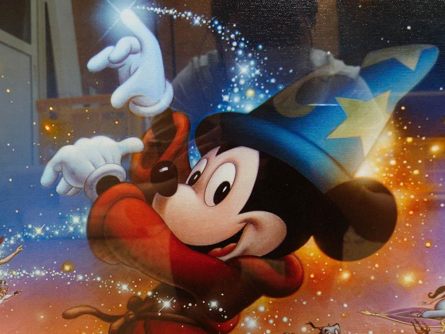 真作　三田恒夫　TSUNEO SANDA　ディズニー　「Mickey’s　Party」　限定115/195　WDINT20　ミッキーと仲間たちの賑やかな雰囲気が伝わってくる版画(ジクレー、ジークレー、印刷、額付き、外箱付き)(R-077924)
