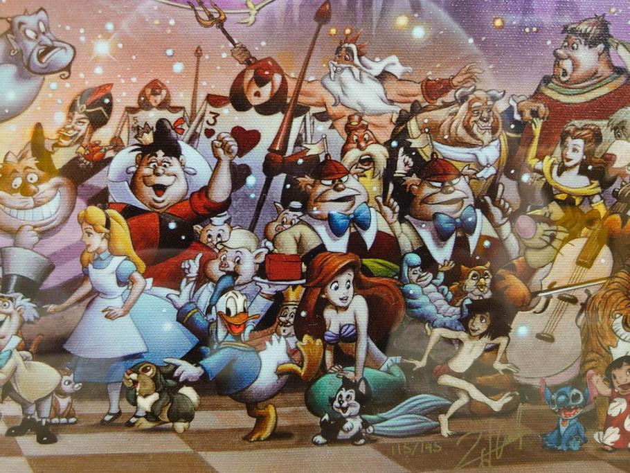 真作　三田恒夫　TSUNEO SANDA　ディズニー　「Mickey’s　Party」　限定115/195　WDINT20　ミッキーと仲間たちの賑やかな雰囲気が伝わってくる版画(ジクレー、ジークレー、印刷、額付き、外箱付き)(R-077924)