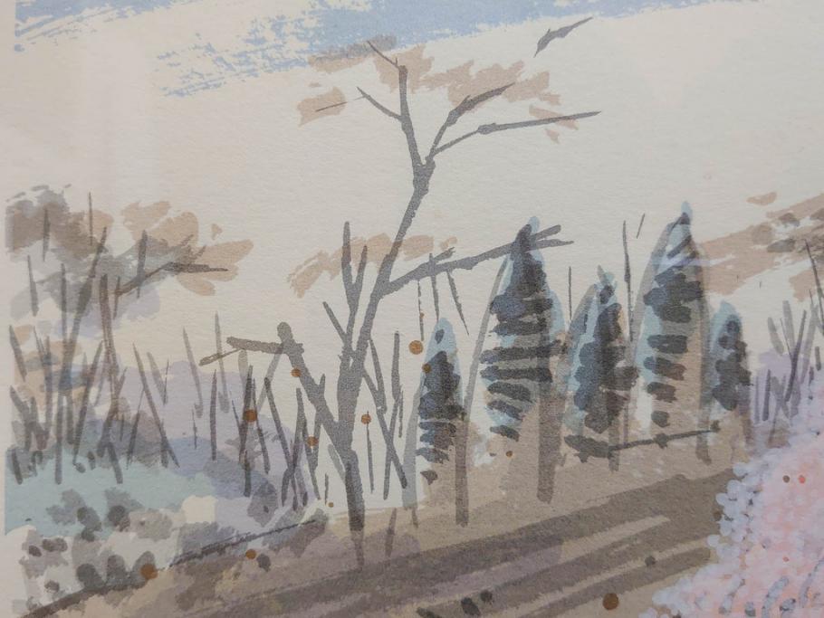 真作　2002年　橋本広喜　絵夢工房　「滝桜」　3/70　サイン入り　墨彩画　春の息吹を感じさせる満開の桜が美しいリトグラフ(版画、額付き、外箱付き)(R-077925)