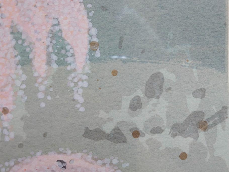 真作　2002年　橋本広喜　絵夢工房　「滝桜」　3/70　サイン入り　墨彩画　春の息吹を感じさせる満開の桜が美しいリトグラフ(版画、額付き、外箱付き)(R-077925)