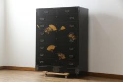 中古　美品!!　松本民芸家具　シンプルで使い勝手の良いA型小物整理タンス(チェスト、サイドチェスト、引き出し)(定価約29万円)(R-079962)