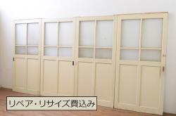 アンティーク建具　古い気味が魅力的なガラス窓4枚セット(引き戸、ガラス戸)(R-080922)