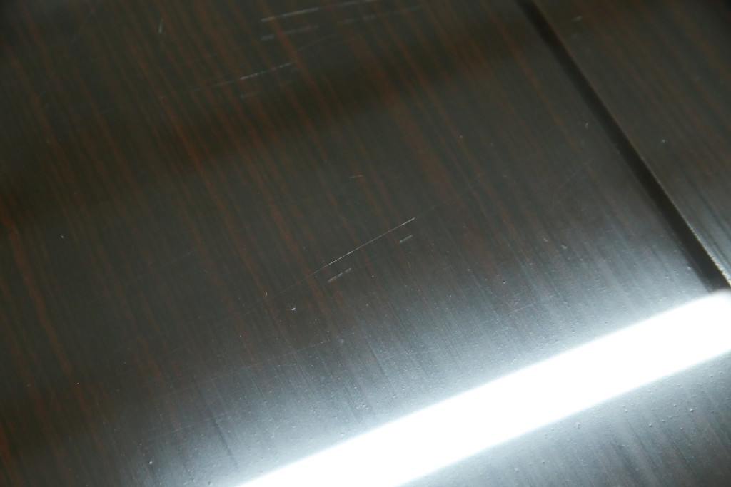 中古　最高級!!　総縞黒檀(シマコクタン)　黒く艶やかな光沢が美しい組み立て式両袖机(ニーホールデスク、ワークデスク、オフィスデスク、在宅ワーク、在宅用)(定価約250万円)(R-074370)
