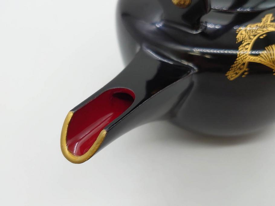 龍玉作　松竹梅の沈金彫が見事な御屠蘇器(鈴木孫次、蒔絵、漆器、木製、盃、杯、銚子、おとそ)(R-077755)