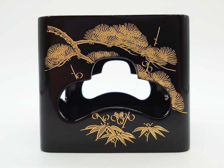 龍玉作　松竹梅の沈金彫が見事な御屠蘇器(鈴木孫次、蒔絵、漆器、木製、盃、杯、銚子、おとそ)(R-077755)