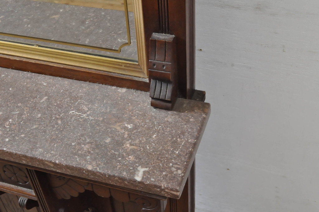 イギリスアンティーク　細部の装飾まで美しい!天板が御影石のマホガニーホールスタンド(ミラー、鏡、鏡台、ドレッサー、化粧台)(R-063837)