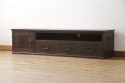 中古　美品　岩谷堂箪笥　力強い木目と重厚感ある金具が魅力の和箪笥(整理箪笥、衣装タンス、収納たんす、引き出し、サイドボード、サイドチェスト)(R-064358)