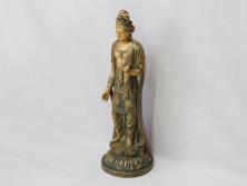 彫刻家　北村西望　聖観世音菩薩　約44cm　ブロンズ像(鍍金、メッキ、仏像、置物、オブジェ、箱なし)(R-077307)