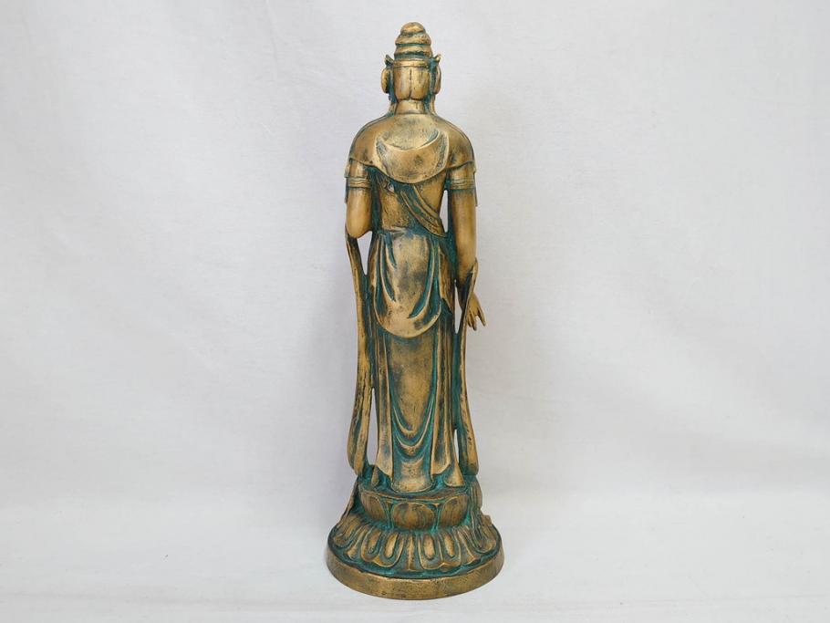 彫刻家　北村西望　聖観世音菩薩　約44cm　ブロンズ像(鍍金、メッキ、仏像、置物、オブジェ、箱なし)(R-077307)