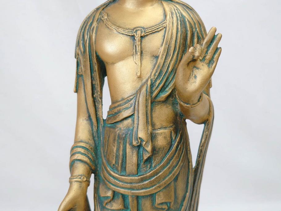 彫刻家　北村西望　聖観世音菩薩　約44cm　ブロンズ像(鍍金、メッキ、仏像、置物、オブジェ、箱なし)(R-077307)