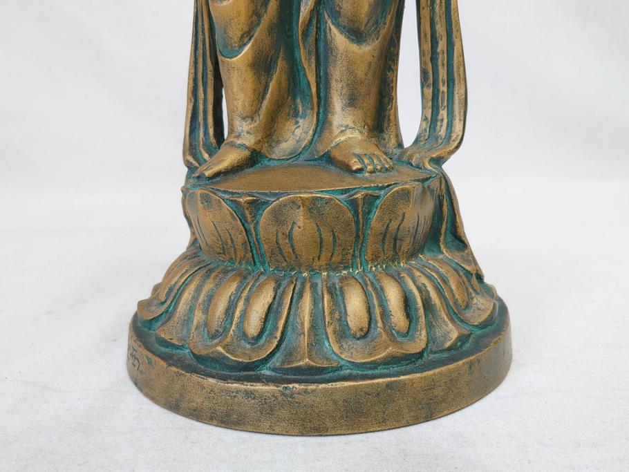 彫刻家　北村西望　聖観世音菩薩　約44cm　ブロンズ像(鍍金、メッキ、仏像、置物、オブジェ、箱なし)(R-077307)