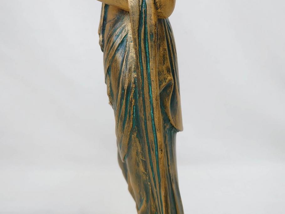 彫刻家　北村西望　聖観世音菩薩　約44cm　ブロンズ像(鍍金、メッキ、仏像、置物、オブジェ、箱なし)(R-077307)