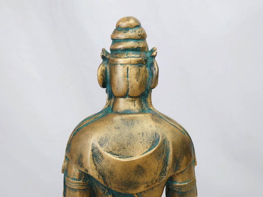 彫刻家　北村西望　聖観世音菩薩　約44cm　ブロンズ像(鍍金、メッキ、仏像、置物、オブジェ、箱なし)(R-077307)