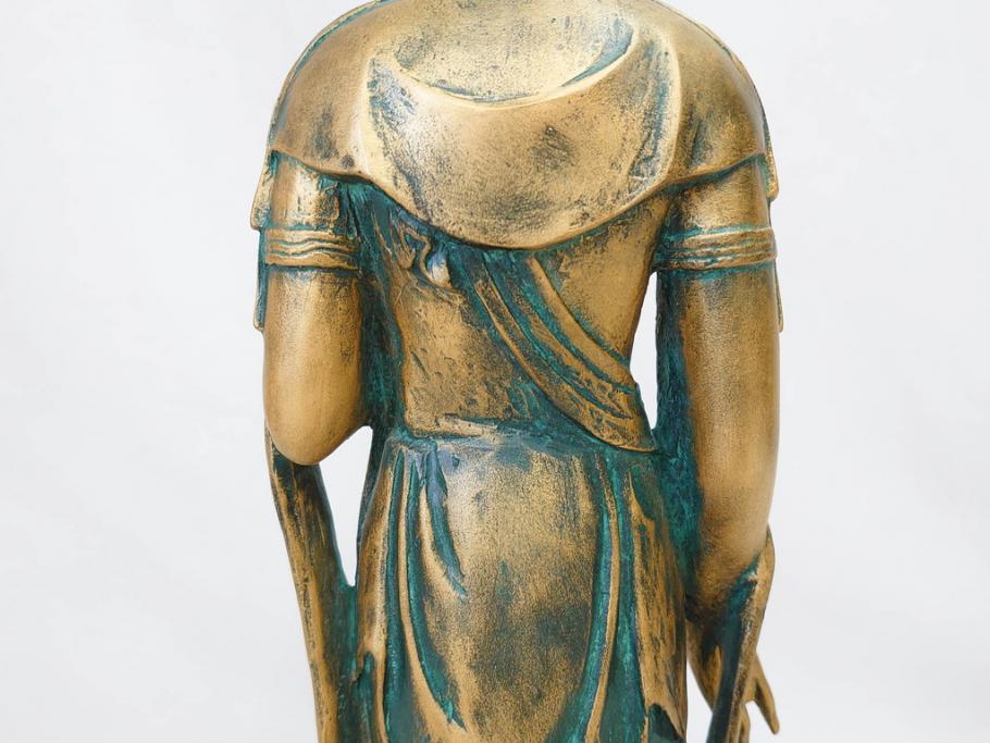 彫刻家　北村西望　聖観世音菩薩　約44cm　ブロンズ像(鍍金、メッキ、仏像、置物、オブジェ、箱なし)(R-077307)