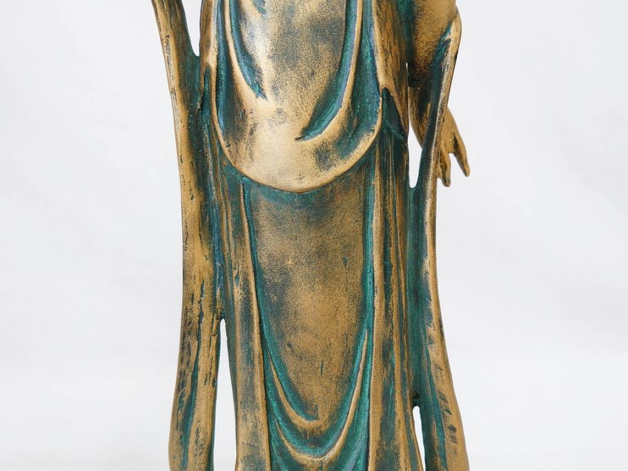 彫刻家　北村西望　聖観世音菩薩　約44cm　ブロンズ像(鍍金、メッキ、仏像、置物、オブジェ、箱なし)(R-077307)