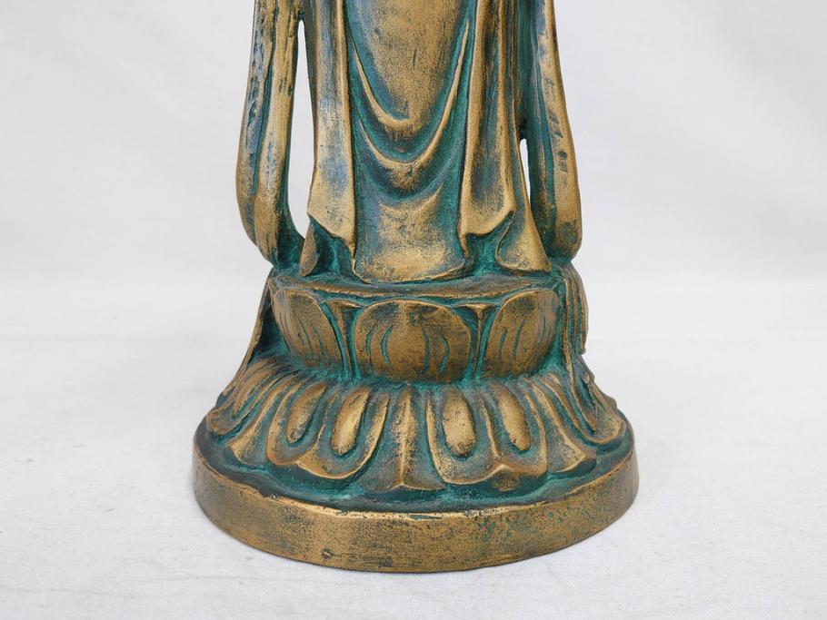 彫刻家　北村西望　聖観世音菩薩　約44cm　ブロンズ像(鍍金、メッキ、仏像、置物、オブジェ、箱なし)(R-077307)