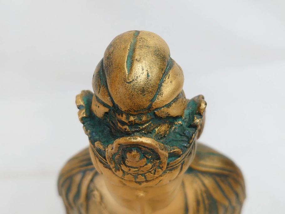 彫刻家　北村西望　聖観世音菩薩　約44cm　ブロンズ像(鍍金、メッキ、仏像、置物、オブジェ、箱なし)(R-077307)